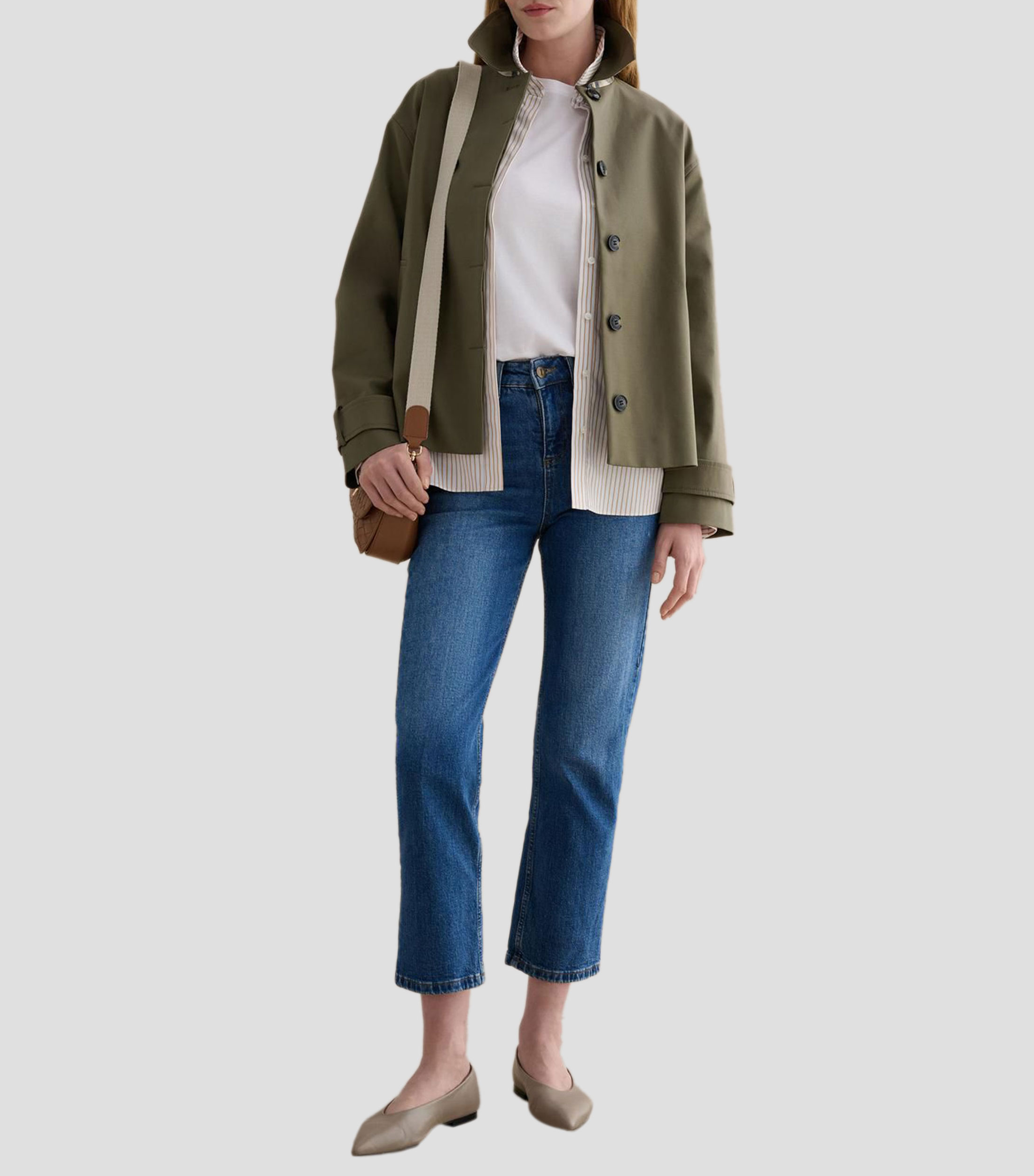 Gabardina midi con botonadura Mujer